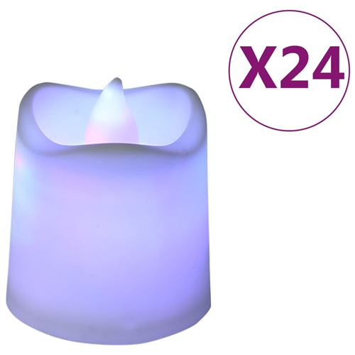 vidaXL Bougies électriques sans flamme à LED colorées 24 pcs