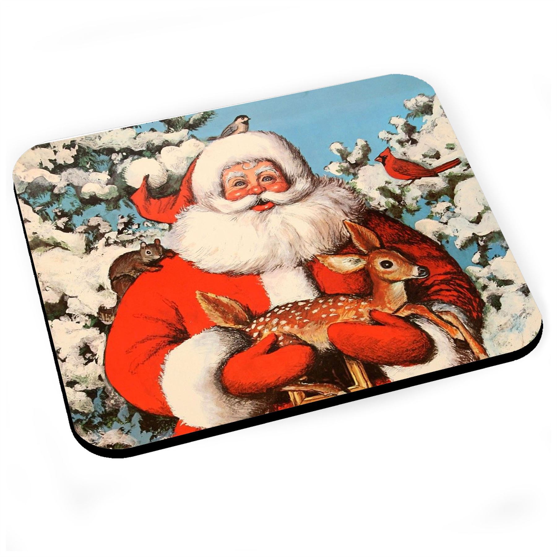 Tapis De Souris Gros Pere Noel Faon Arbre De Noel Vintage Retro Santa Claus - Tapis De Souris - Achat & Prix