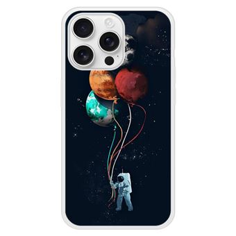 Coque renforcée rigide - Compatible  iPhone 16 Pro Max - design cosmonaute aux ballons - 1