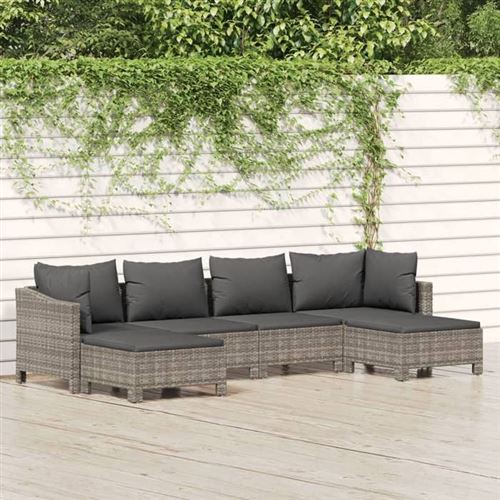 Non Communiqué Gris Salon De Jardin Modulable Vidaxl Resine Tressee 6 Pieces 63 X 63 X 55.5 Cm 6 Personnes