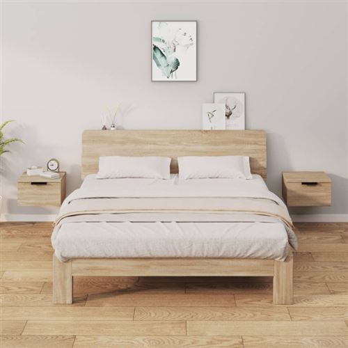 VIDAXL - Table de chevet murale - Chêne - 34x30x20 cm - Lot de 2 - Image 3