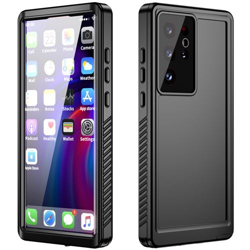 Etui pour Samsung Galaxy S22 Ultra 5G Frusde Tout compris Étanche Antichoc - Noir+Noir