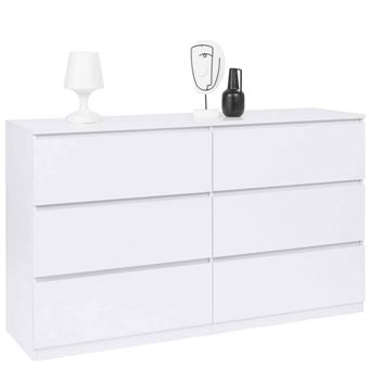 Commode 6 tiroirs TOMI XXL 140 cm bois blanc - 1