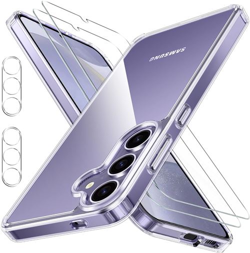 Coque Silicone Transparente + Verres Trempes et Protections Camera Arriere Transparent X2 Pour Samsung Galaxy S24 Little Boutik©