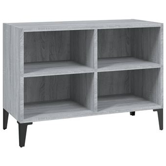 vidaXL Meuble TV avec pieds en métal Sonoma gris 69,5x30x50 cm - 1
