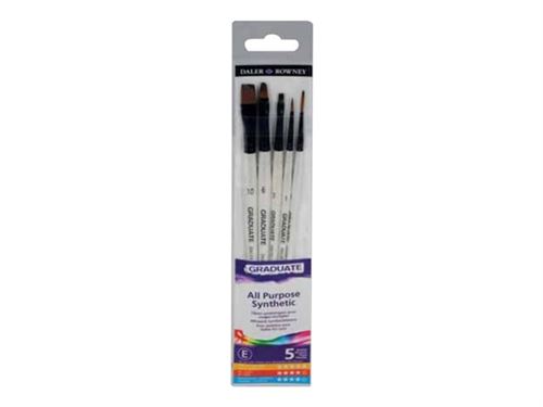 Daler-Rowney Graduate Classic - Lot de pinceaux - 5 parties - usé bombé, rond, plat, pinceau à ligne - taille : 1, 2, 6, 10