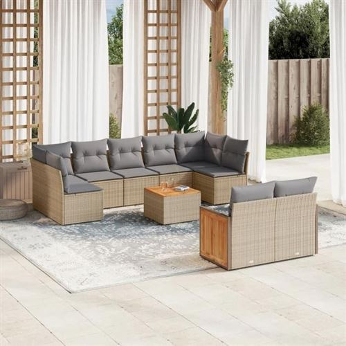 Non Communiqué Beige Salon De Jardin Modulable Vidaxl Rotin 10 Pieces 9 Personnes 62 X 62 X 69 Cm