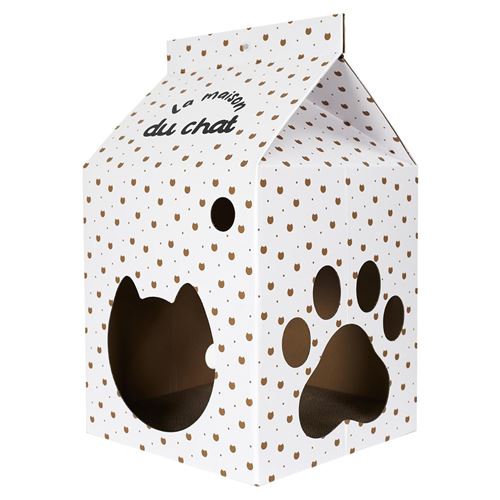Comparer les prix de Maison en Carton pour Chat H.55cm avec Fond Griffoir - DARIO - ALTOBUY