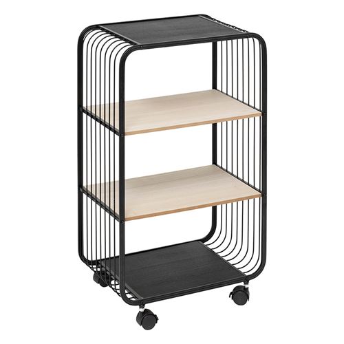 Non Communiqué Noir Étagère À Roulettes 3 Niveaux Métal Et Bois 5Five