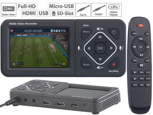 Enregistreur vidéo HDMI/USB/SD Full HD avec écran couleur Game Capture V4