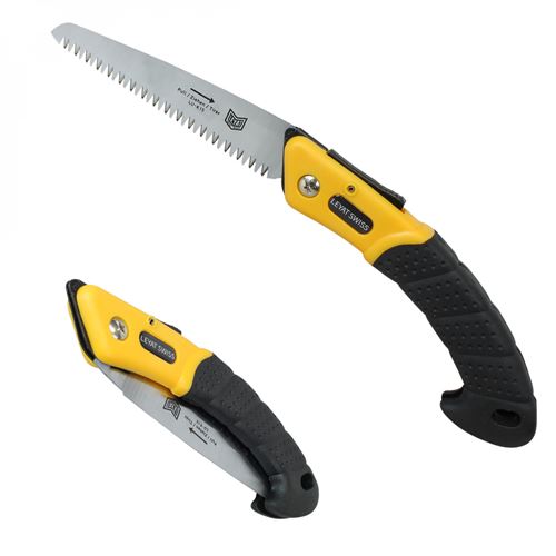 Scie à main multi usage pliante - Lame 15 cm - Jaune et noire