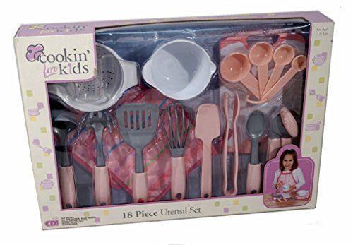 Cookin for Kids Pink 18 Piece Utensil Set