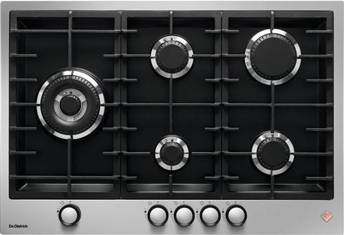 De Dietrich Dpe7729Xf - Table De Cuisson Au Gaz - 5 Plaques De Cuisson - Niche - Largeur : 70 Cm - Profondeur : 48 Cm - Inox/Noir