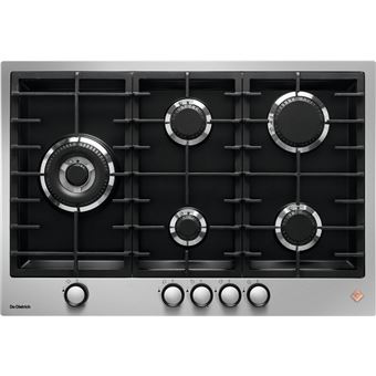 De Dietrich DPE7729XF - Table de cuisson au gaz - 5 plaques de cuisson - Niche - largeur : 70 cm - profondeur : 48 cm - noir/acier inoxydable - inox/noir