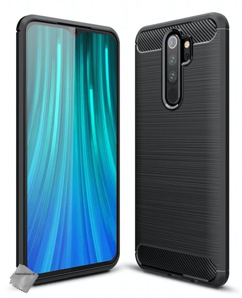 Housse etui coque silicone gel carbone pour Xiaomi Redmi Note 8 Pro + verre trempe - NOIR - htdmobiles