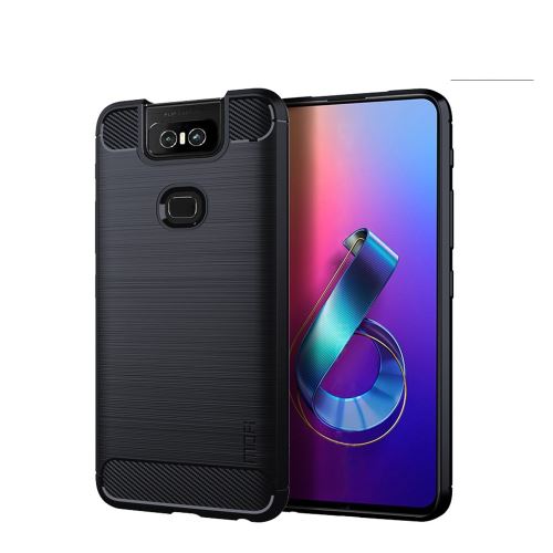 Coque en TPU fibre de carbone bleu pour Asus Zenfone 6 ZS630KL