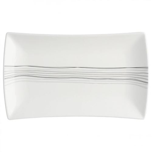 Lot de 6 Assiettes Plates Rectangles Lignes 26cm Blanc