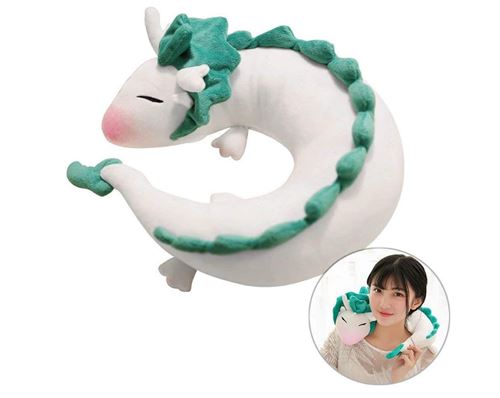  Oreiller blanc pour cervicales en forme de joli petit dragon d&rsquo;animation japonaise Chihiro 