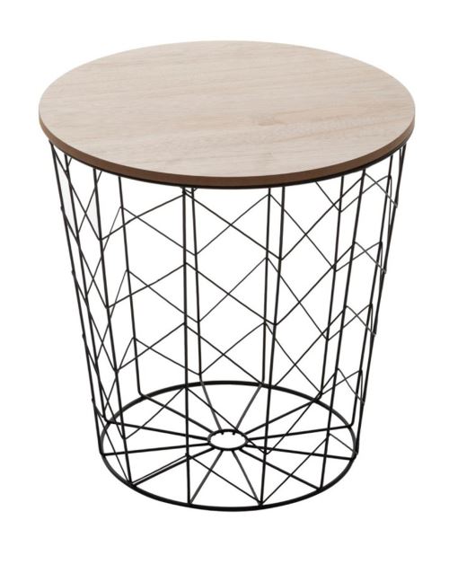 Table à café métallique coloris noir - L. 36,5 x l. 36,5 x H. 38 cm -PEGANE-