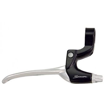 Levier De Frein Vélo Gauche 4 Doigts - Aluminium Et Cuir Noir - Marque Saccon - Pour Guidon 22.2mm