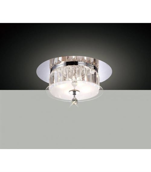 Plafonnier Tosca rond 4 Ampoules chrome poli/verre/cristal