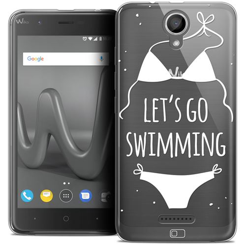 Coque Wiko Harry (5 ) CASEINK Housse Etui [Crystal Gel HD Collection Summer Design Let s Go Swim - Souple - Ultra Fin - Imprimé en France]