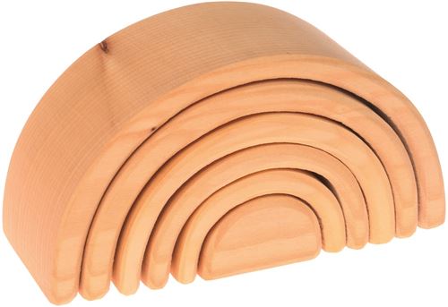 Grimm's Large 6-Piece Wooden Stacking & Nesting Rainbow Tunnel/Arches Block Stacker in Natural by Grimm's Spiel and Holz Design