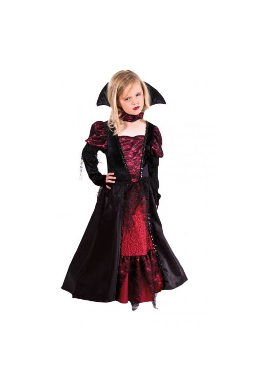 Costume Fillette Vampiresse Super Luxe - Noir / Rouge - 128 cm