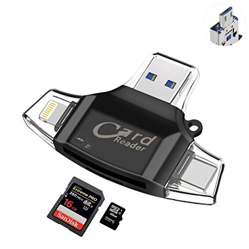 Lecteur Carte USB TF Card Reader Sonoka Lecteur de Carte Mémoire 4 en 1 Lightning/USB 2.0 Standard/Type C/Micro USB Adaptateur Car
