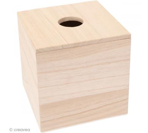 Boîte à mouchoir en bois à décorer - Carrée 13 cm