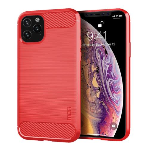 Coque en TPU fibre de carbone brossé souple rouge pour votre Apple iPhone XS Max (2019) 6.5 pouces