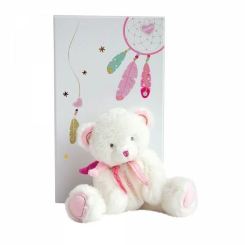 Peluche ours rose attrape-rêves 30 cm - doudou et compagnie