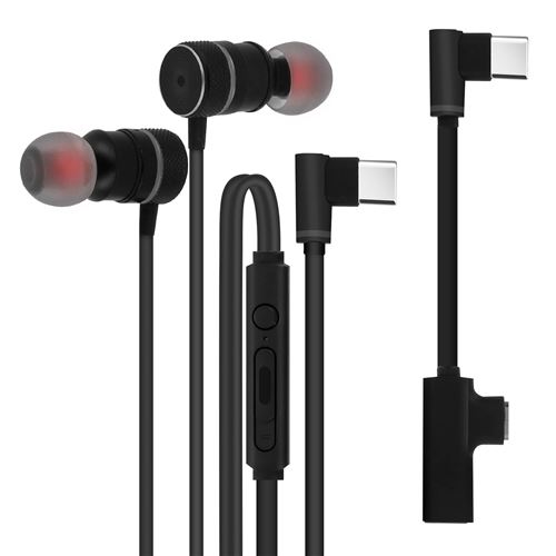 Écouteurs Gaming Filaires USB Type C Intra-auriculaires Magnétiques Noir