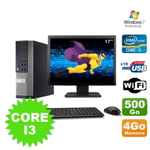 Pc dell optiplex 990 sff i3-2120 3.3ghz 4go 500go dvd wifi w7 ecran 17' État correct - Dell reconditionné disponible sur Fnac