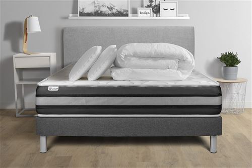 Pack Ressorts et M&eacute;moire de forme[ 200x200cm kit Gris