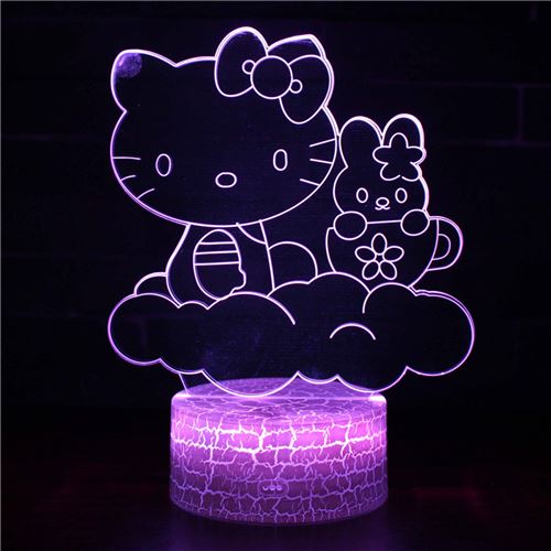 Lampe 3D Tactile Veilleuses Enfant 7 Couleurs avec Telecommande - Hello Kitty #591