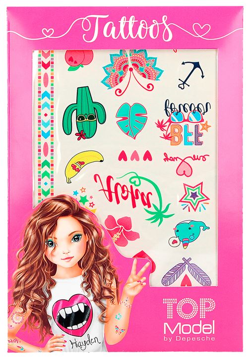 Top Model feuille de tatouage métallique junior 21,5 x 14,5 cm 2 pièces