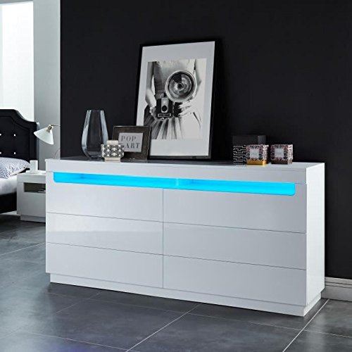 Boreal Commode De Chambre Avec Led Style Contemporain Blanc