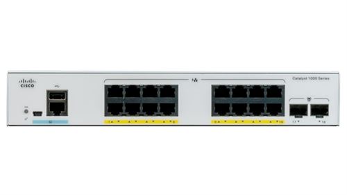Cisco Catalyst 1000-16P-E-2G-L - Commutateur - Géré - 8 X 10/100/1000 (Poe+) + 8 X 10/100/1000 + 2 X Gigabit Sfp (Liaison Montante) - Montable Sur Rack - Poe+ (120 W)