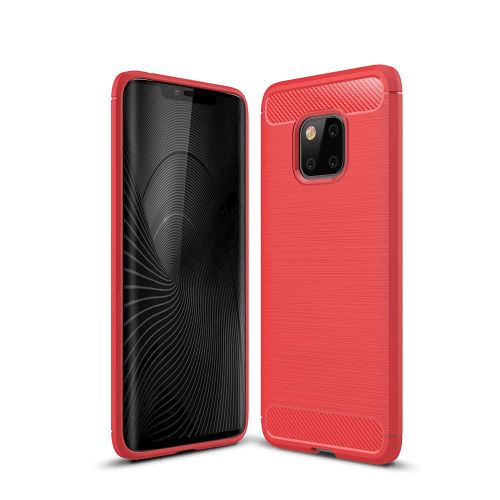 Coque Souple en Gel Silicone pour Huawei Mate 20 Pro Carbone effet Brossé - Rouge