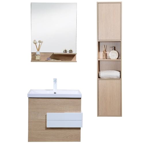 Meuble salle de bain avec colonne de rangement simple vasque - 600 mm