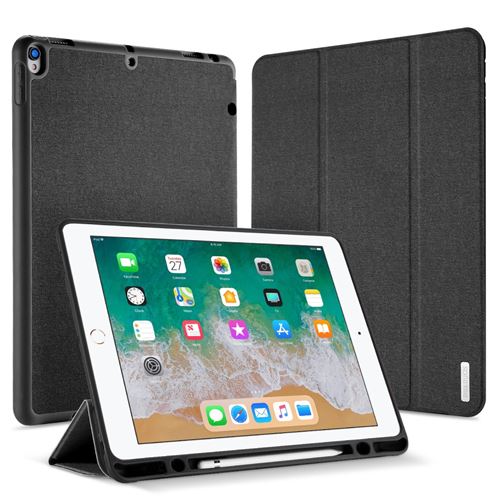 Etui en PU tissu tri-pli intelligent noir pour votre Apple iPad Pro 12.9 (2017)