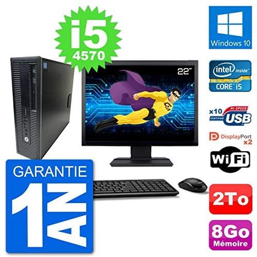 HP PC EliteDesk 800 G1 Ecran 22 Core i5-4570 RAM 8Go Disque 2To Windows 10 WiFi (Reconditionné)