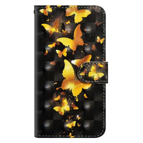 Etui en PU support de décoration par points lumineux papillon doré pour votre Motorola Moto G7