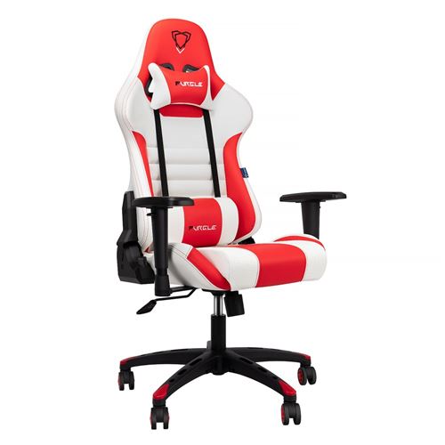 Chaise Gaming -Fauteuil de Bureau Dossier Inclinable avec Coussin,Réglable en Hauteur - Rouge et Blanc