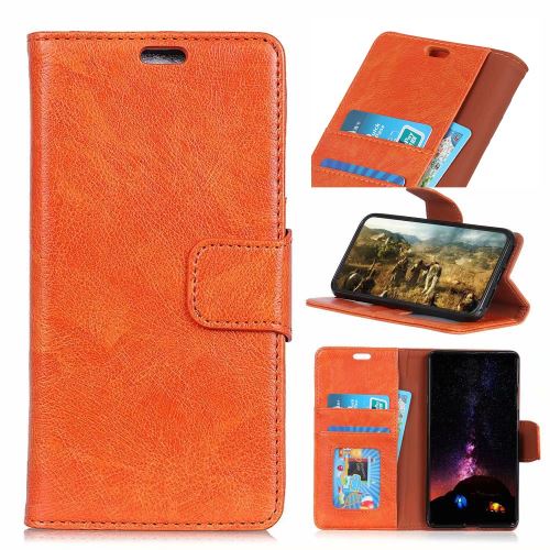 Etui en PU se scinder orange pour votre Xiaomi Redmi Note 7