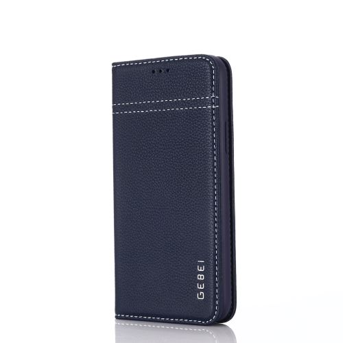 Etui en cuir véritable avec fentes pour cartes bleu foncé pour votre Apple iPhone 11 Pro 5.8 pouces