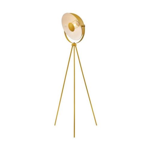 MOVIE Lampadaire trépied - H 148 cm - Tete : Ø 35 cm - Jaune et blanc