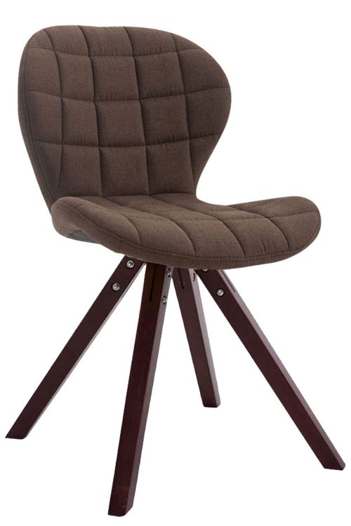 Chaise visiteur Alyssa tissu piètement en bois carré , Marron/Cappuccino