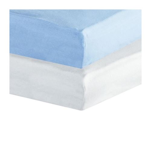 TROIS KILOS SEPT Lot de 2 Drap housse - Blanc / Ciel